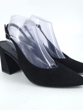 Paul Green Toluca Pointed Toe Black Suede Slingback Pumps US Size 9.5